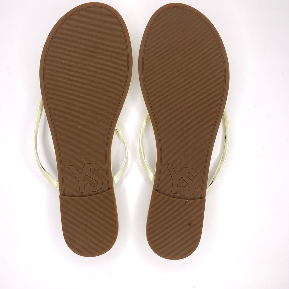 YOSI SAMRA Off-White Roee Patent Leather Flip Flop‎ Thong Summer Sandals Sz 11 - Picture 10 of 11